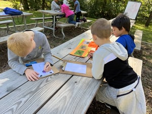 2nd Graders learn outside